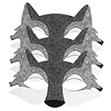 NUOBESTY 3PCS Wolf Mask Masquerade Animals Felt Half Face Mask for Kids Halloween Dress-up Party Supplies (Grey)