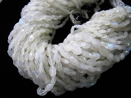 Cuentas ovaladas de piedra lunar arco iris facetadas de 0.197 x 0.315in a 0.276 x 0.394in, hebras de piedras preciosas de aproximadamente 13.0in de