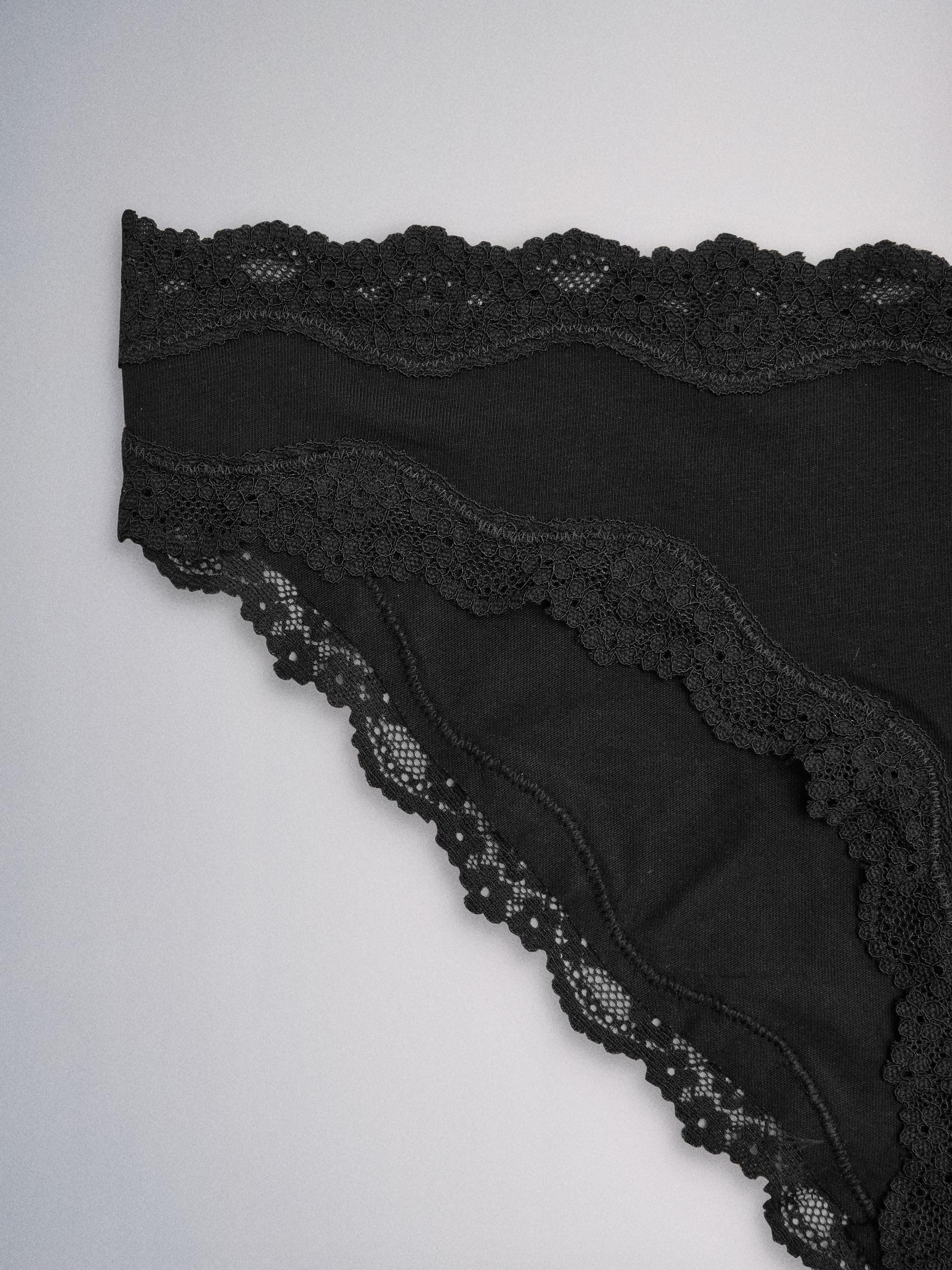 THE SET Donne Confezione da 7 brasiliani in Cotone con Pizzo