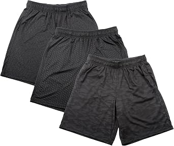 90 Degree By Reflex 3 Pack Mens Basketball Shorts with Drawstring Performance Tech Lightweight Shorts