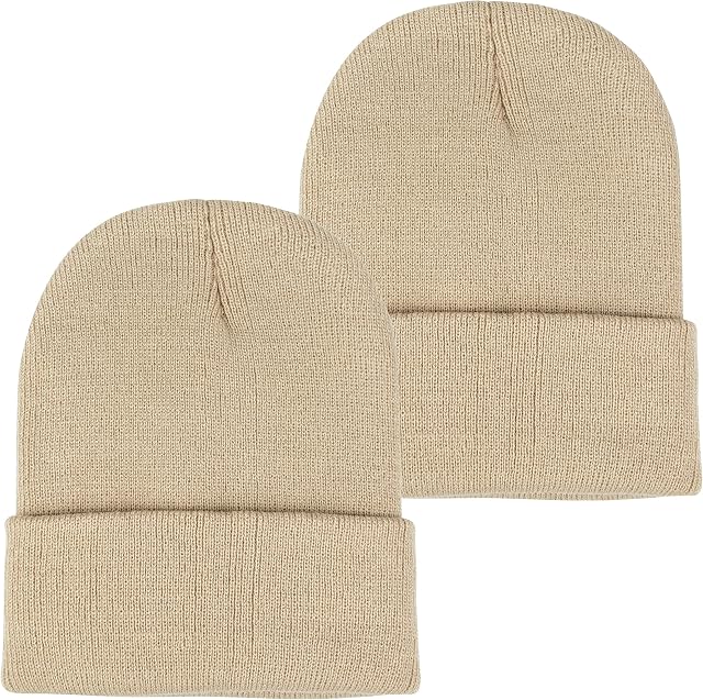 EINSKEY Cuffed Beanie Hat, 2-Pack Unisex Classic Slouch Knit Hat Stretchy Soft Thick Warm Winter Daily Skull Cap Watch Cap