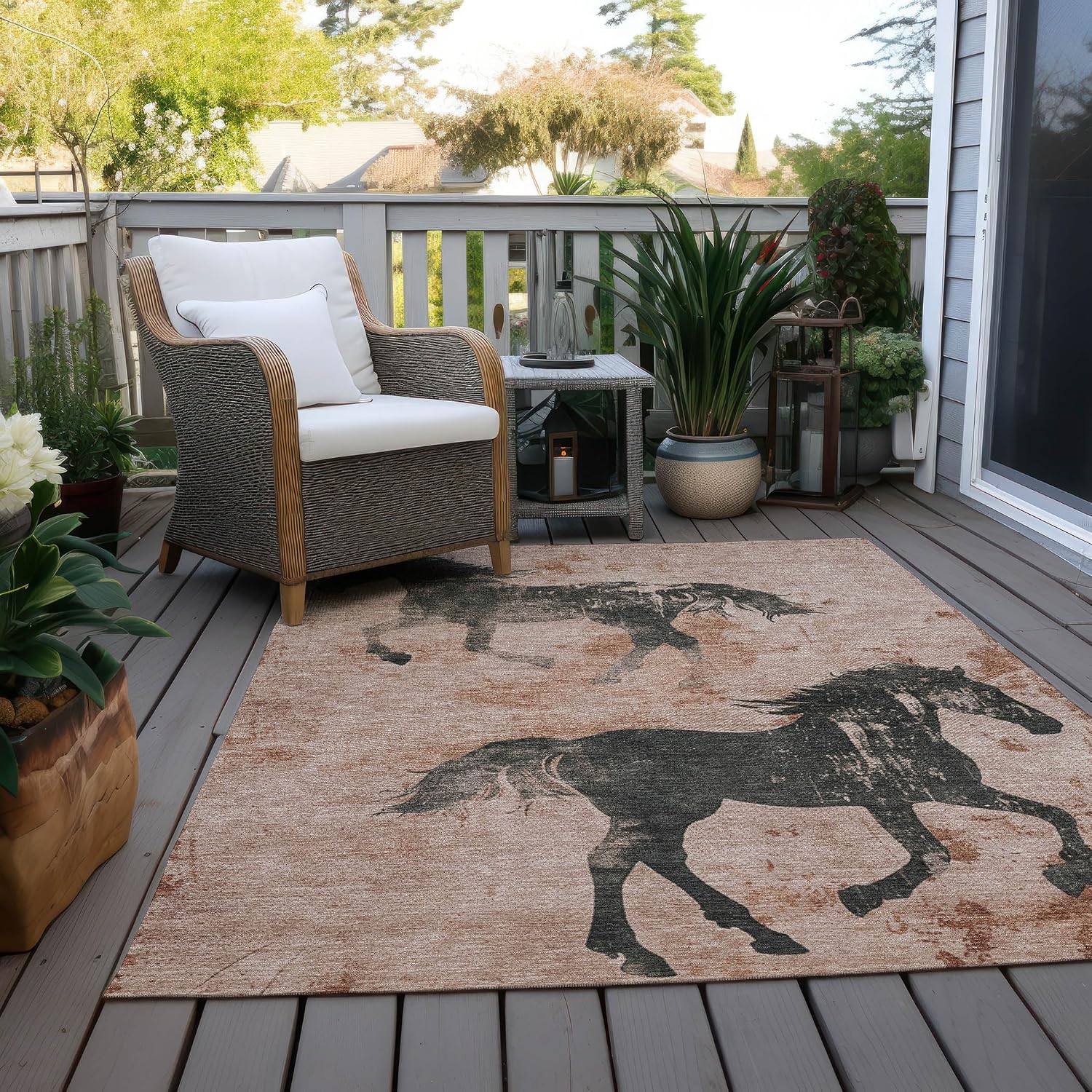 Addison Rugs Chantille ACN1717 Paprika 5' x 7'6" Indoor/Outdoor, Machine Washable, Easy Clean, Non Shedding, Bedroom, Living Room, Dining Room, Kitchen, Patio Rug