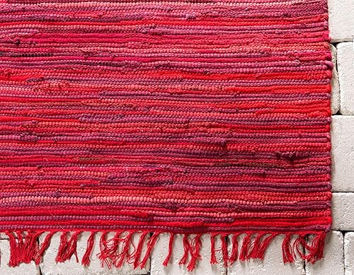 Miniatura 8 de Rugs.com - Alfombra de la colección Chindi Cotton, alfombra de tejido plano de color rojo de 2 x 3 pies perfecta para salas de estar, comedores