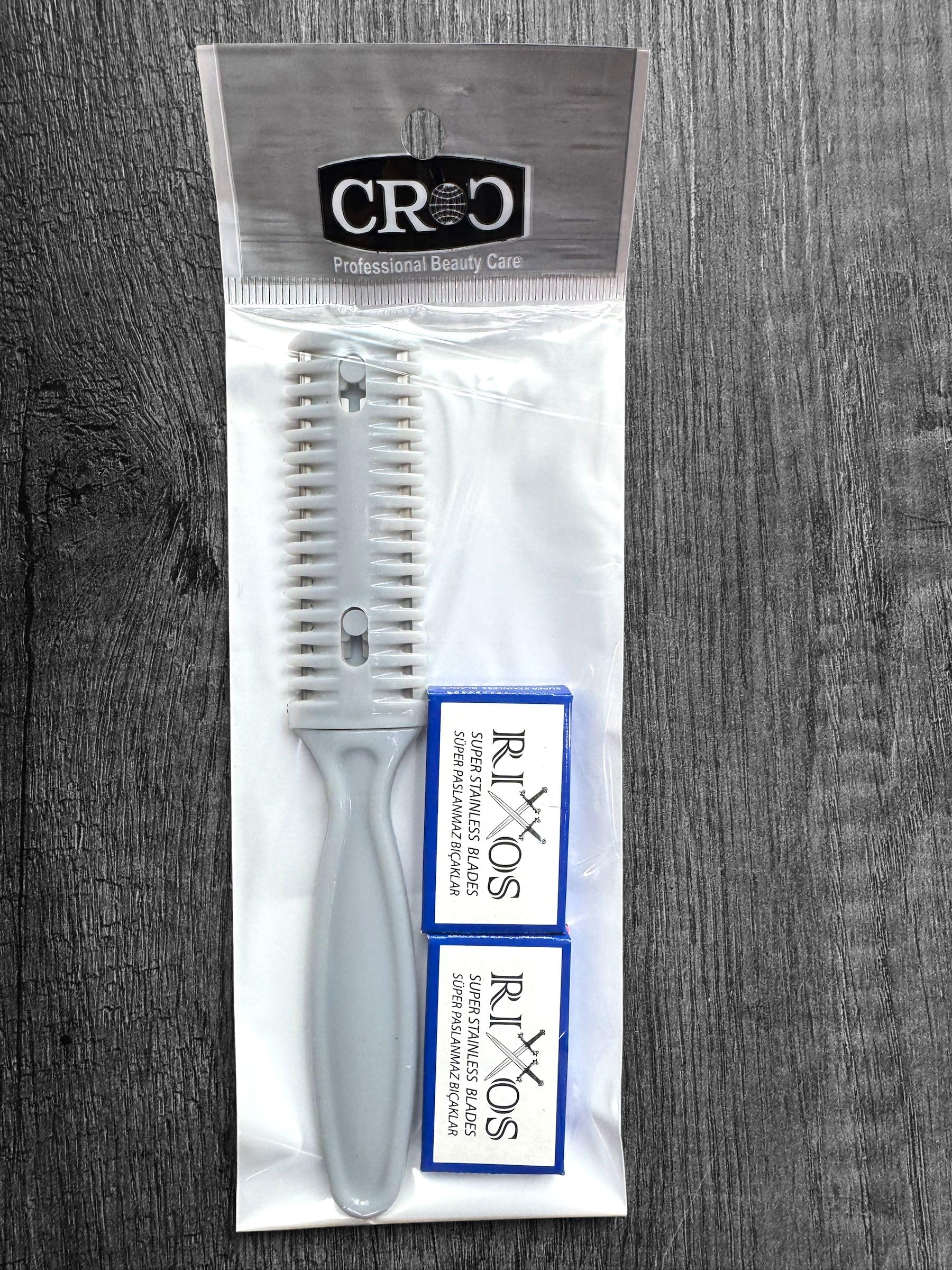 Croc SU01 Gri Saç Kesim Usturası -Jiletli Tarak(+10 Adet Jilet)
