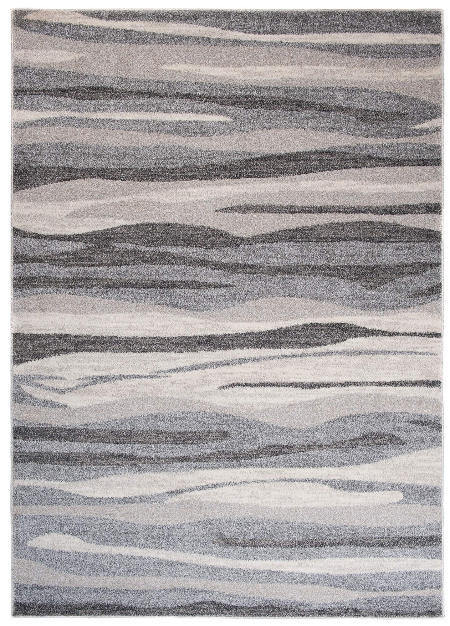 Tapiso Dywan Sari z krótkim włosiem, melanż, designerskie dywany szaro-białe z abstrakcyjnymi paskami linie, wzór do salonu, ÖKOTEX 160 x 220 cm