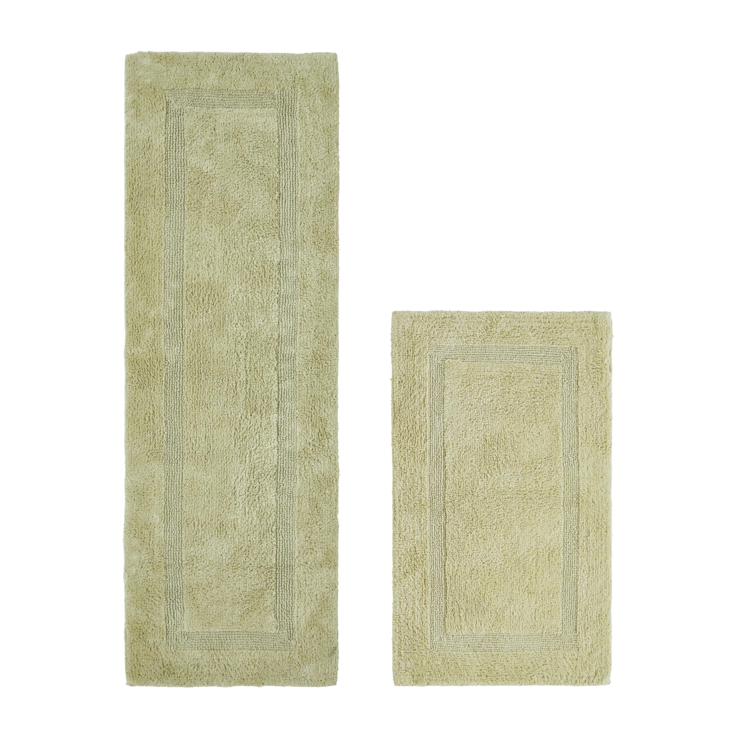 Better Trends Luxury Bathroom Rug 2 Piece Set 100% Cotton Bath Rug Water Absorbent, Reversible Machine Washable Runner Mat for Bathroom, Bathtub,