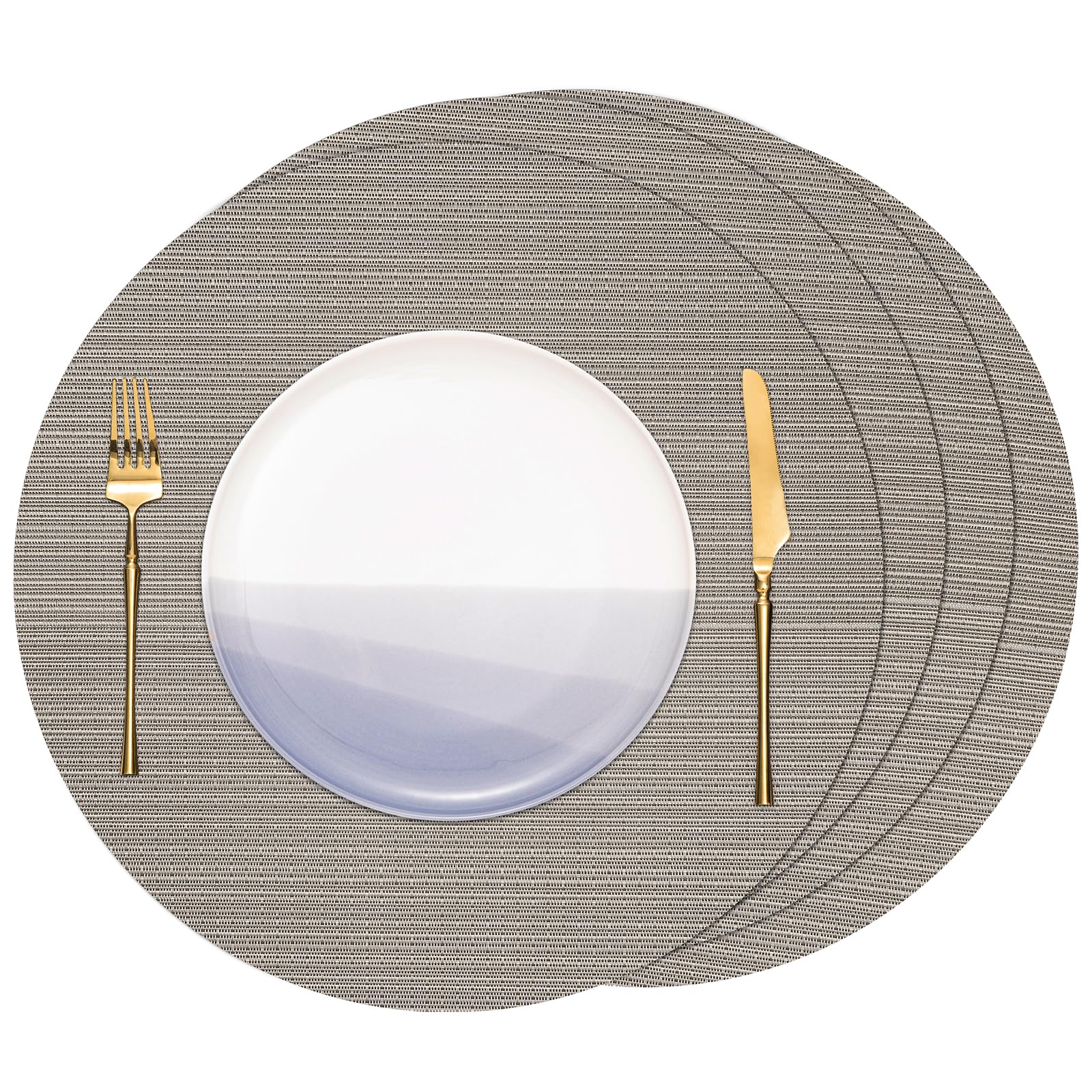 Banchif Tischsets Rund, Tischsets Abwaschbar 6er Set Platzdeckchen PVC Rund rutschfest Platzsets Abwischbar Tischsets Gewebte Platzdeckchen Vinyl Platzsets Durchmesser 38cm