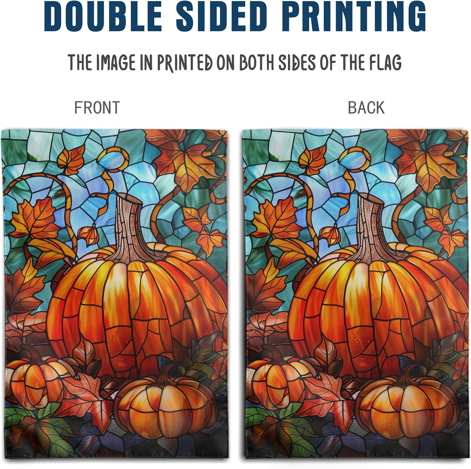 Pumpkin Fall Garden Flag Autumn flags 28x40 Double Sided Large Stained Glass Thanksgiving House Flag Harvest Yard Flag for Outside Porch Lawn Decor - Image 3