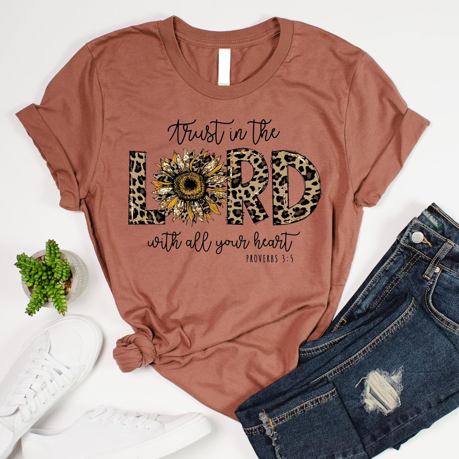 Love in Faith | Trust in The Lord | Autumn Shirts for Women | Christian Graphic Tee | Inspirational Gift for Her - Image 3