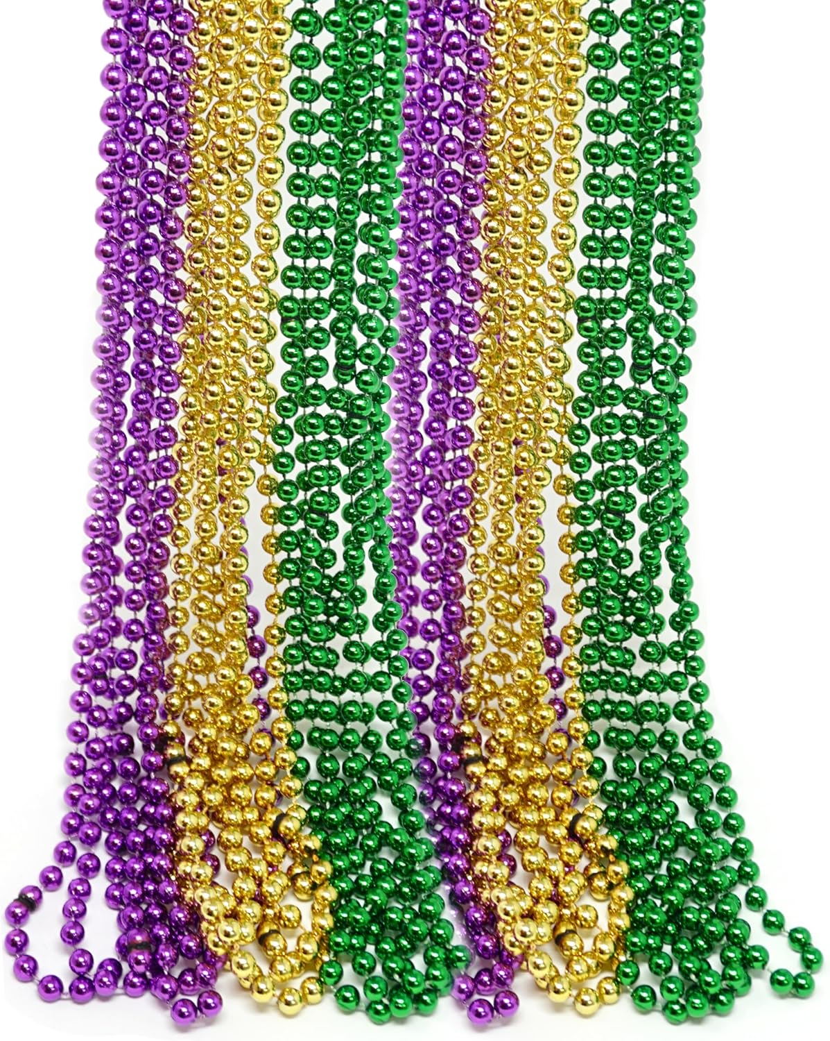 4E's Novelty 24 Pack Purple Green Gold Beads Necklaces