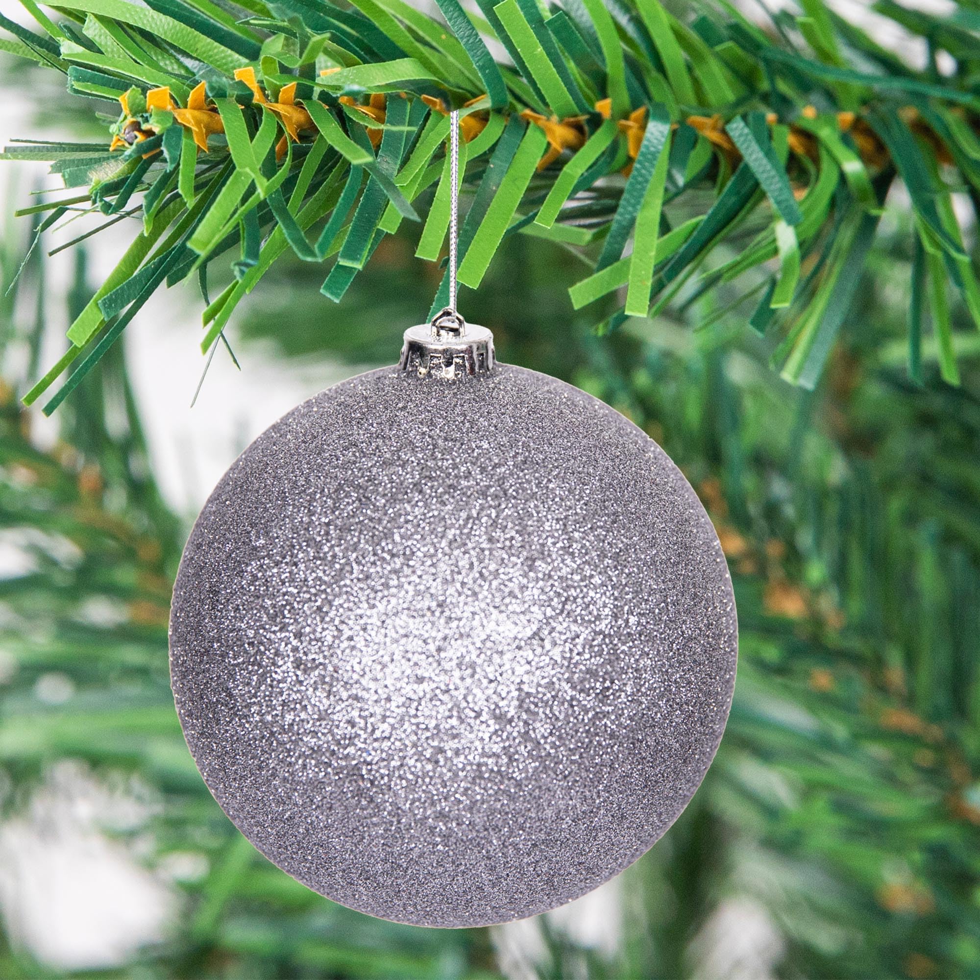 15 cm/3 palline di Natale infrangibili grigio medio, decorazioni per albero di Natale, palline ornamentali da appendere, decorazioni natalizie, lucide, opache, glitterate
