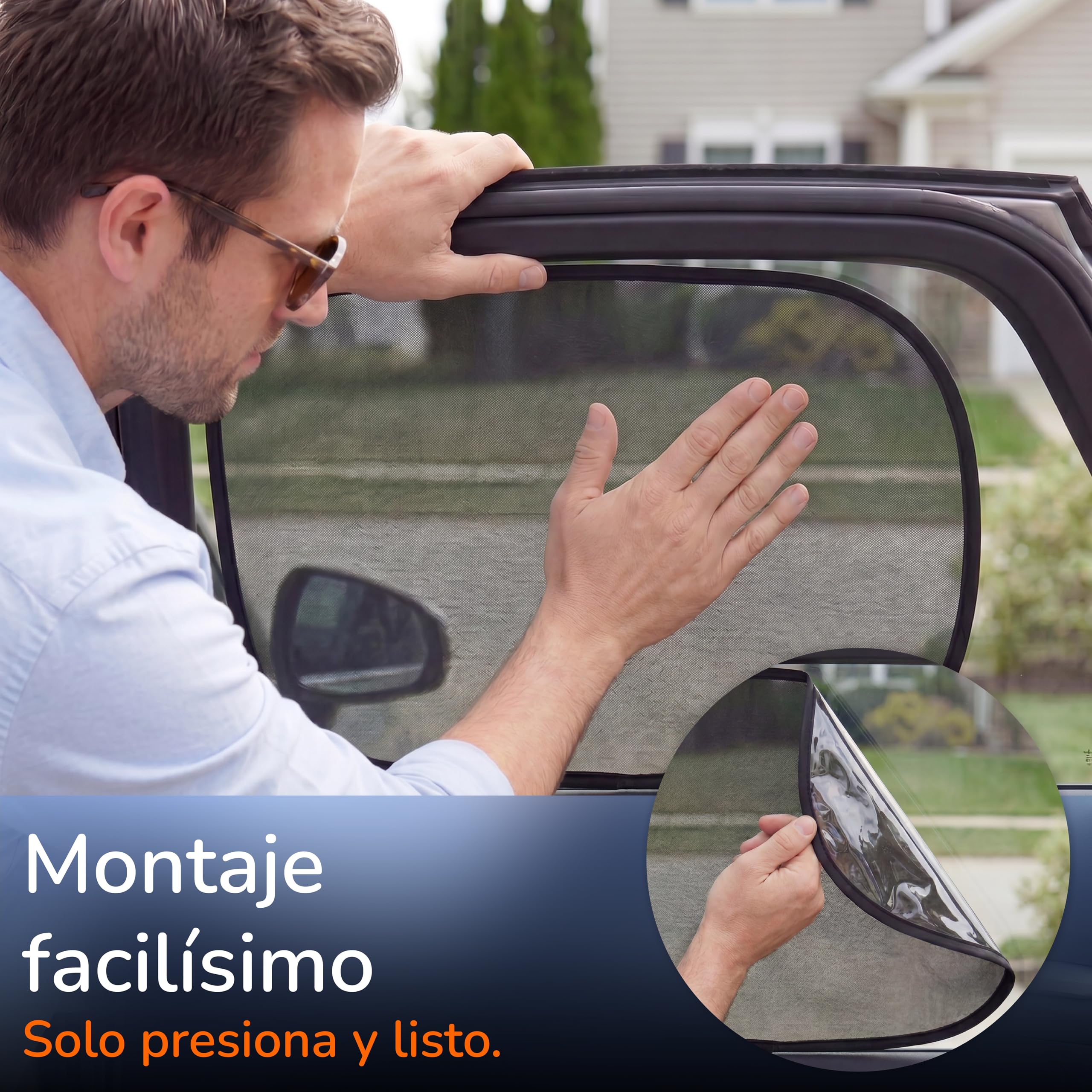 Upgrade4cars 2 x Parasol Coche Bebe con Protección UV | Protector Solar Autoadhesivo para Ventana Lateral Trasero | Interior Ventanas Laterales Niños