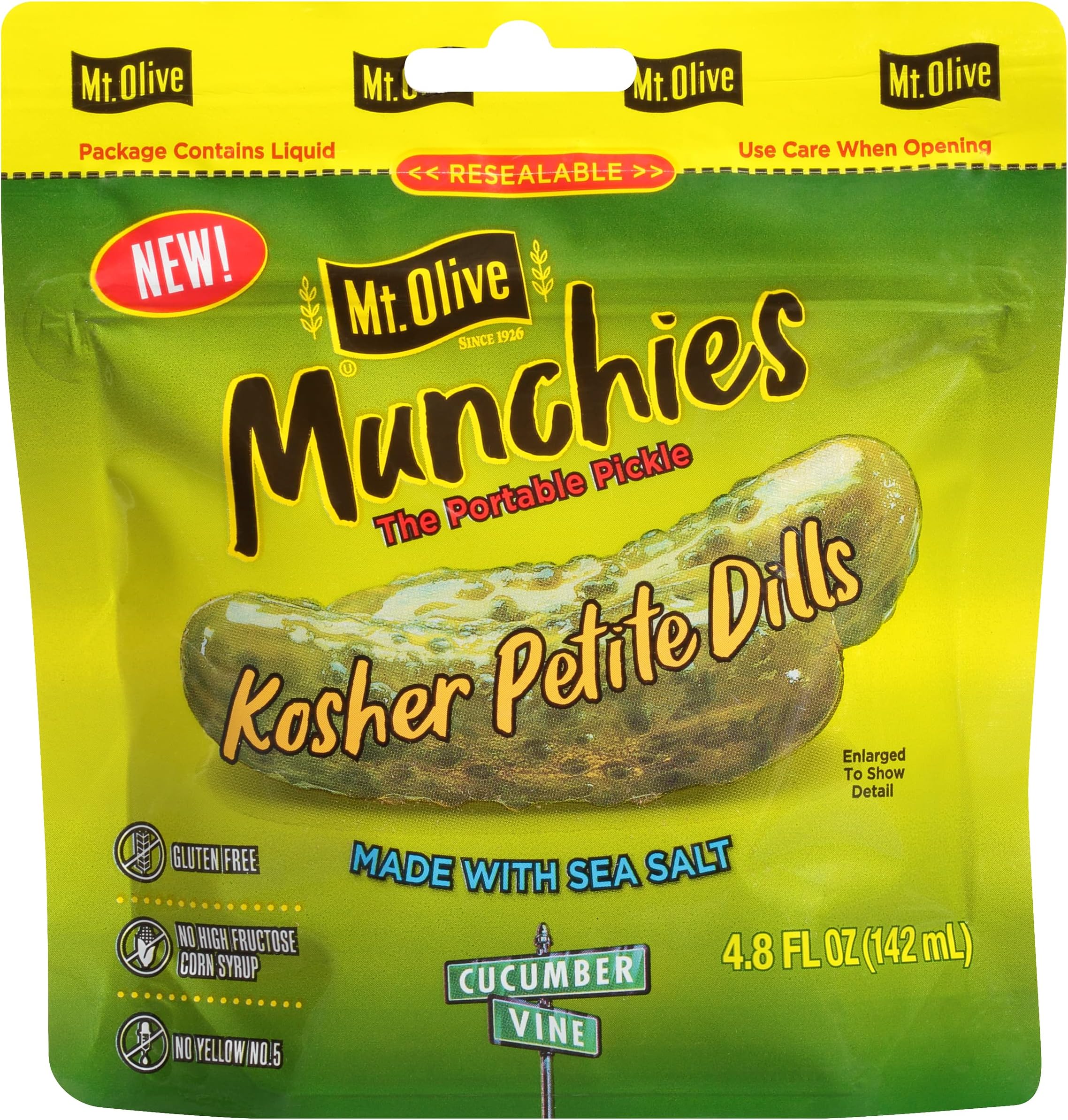 Mt. Olive Munchies Kosher Petite Dills in Pouches, 4.8 Ounce (Pack of 8)