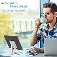 Vista 3 de Soporte de teléfono celular de altura ajustable, soporte plegable para teléfono celular, adecuado para iPhone, iPad, Samsung y otros soportes