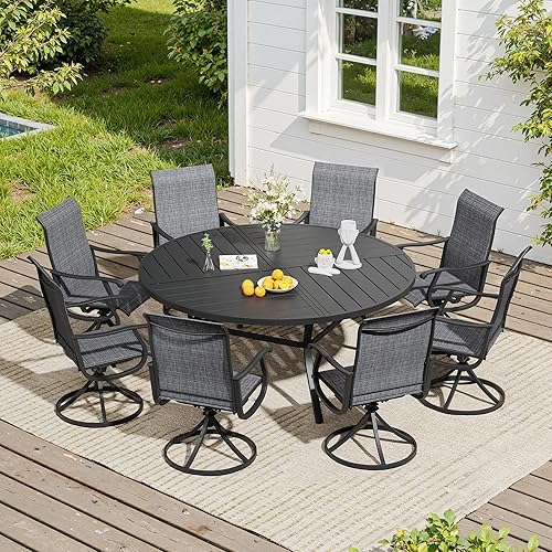 Miniatura 59 de VICLLAX Muebles pequeños de exterior de 3 piezas, 2 sillas giratorias de patio y mesa redonda pequeña para 2, sillas de carbón oscuro y negro Carbón