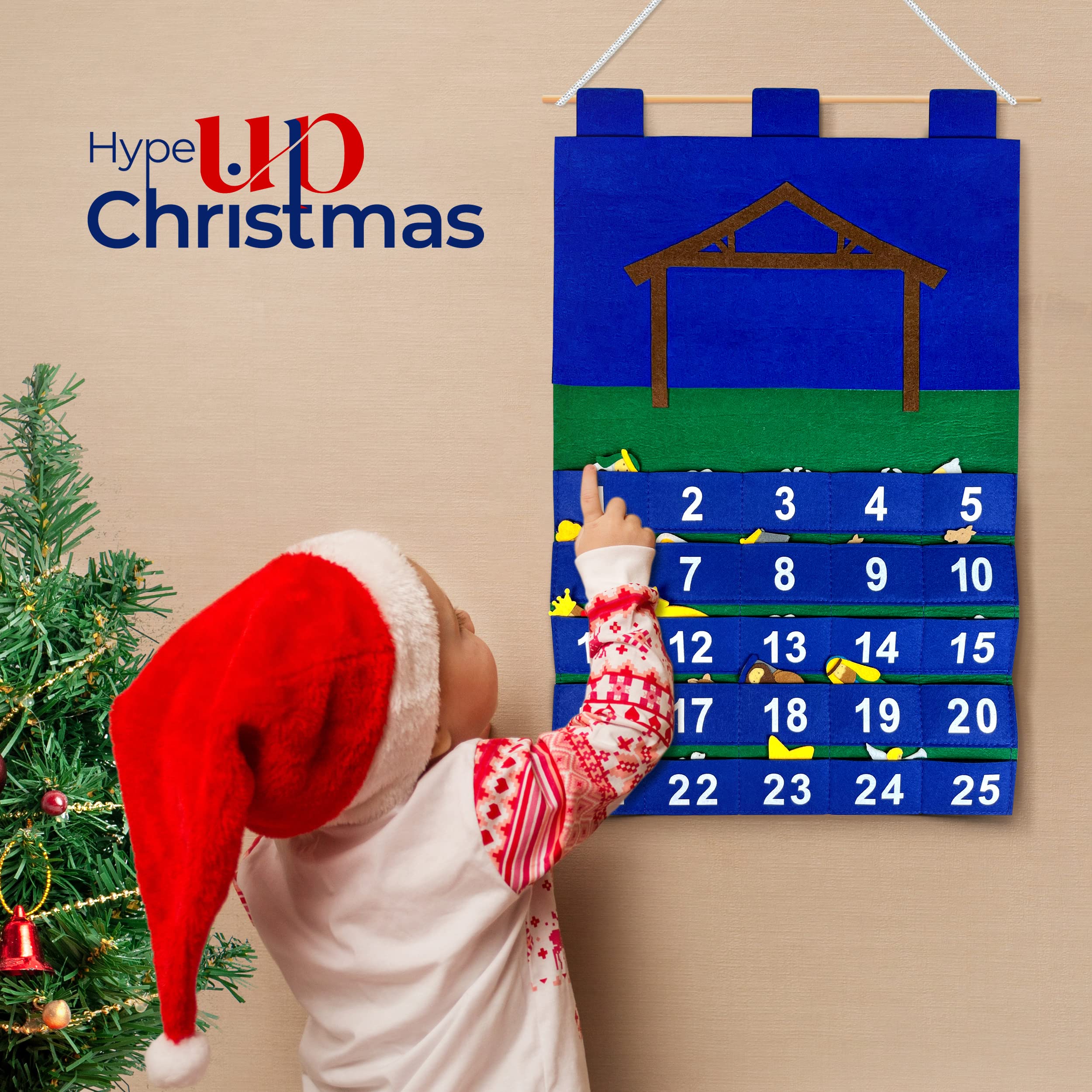 Countdown bis Weihnachten Religiöse Krippe Adventskalender für den Einsatz zu Hause, in der Schule, im Klassenzimmer, Büro zur Verwendung an Tür oder Wand mit 25 abnehmbaren Teilen für viele