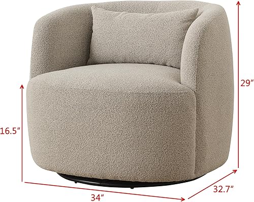 Miniatura 114 de KINWELL Juego de 2 sillas giratorias de barril Boucle de 34 pulgadas de ancho, sin montaje, sillones tapizados redondos, sillas decorativas, sofá