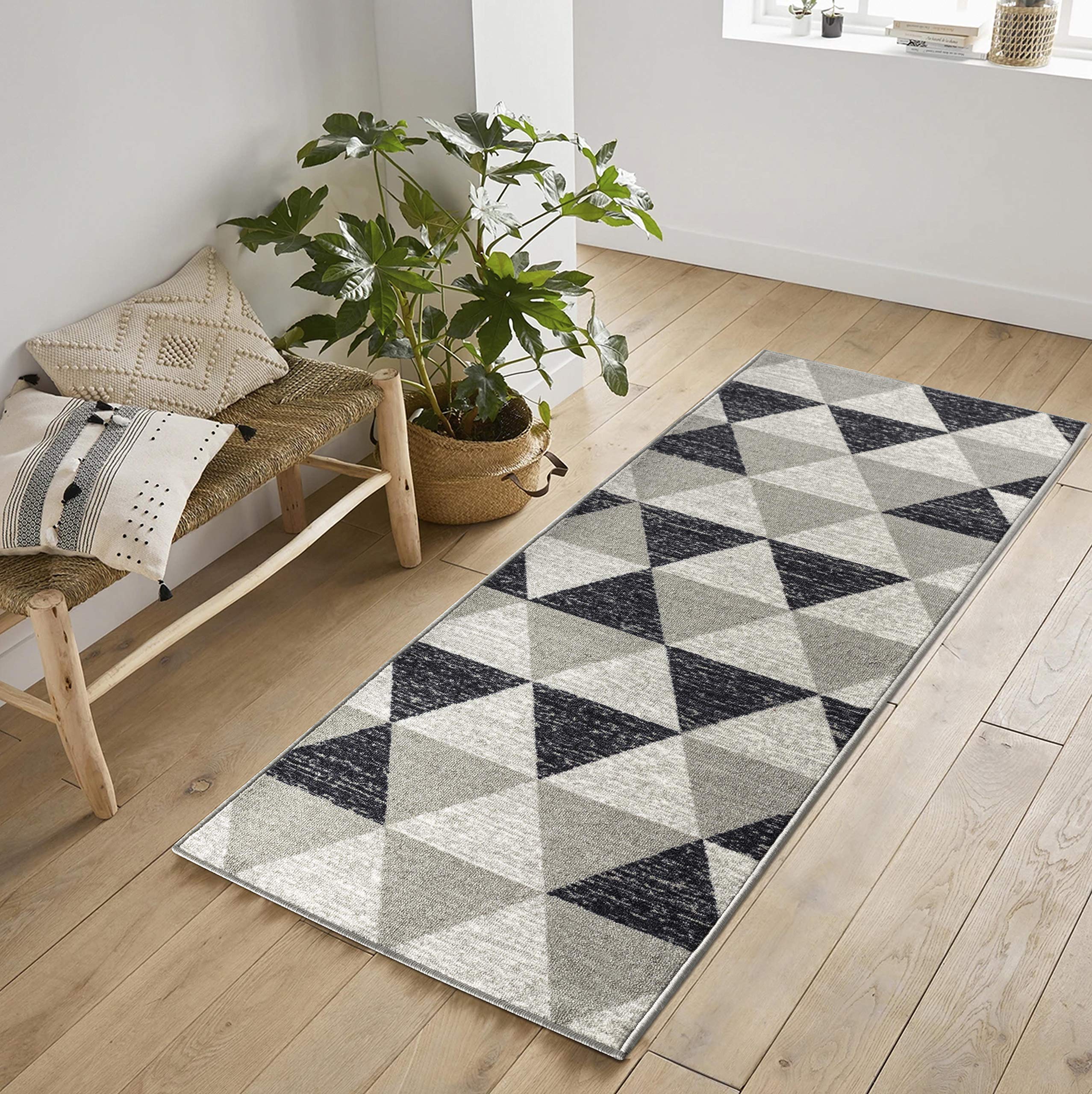 Washable Door Mat Kitchen Mats Non Slip Geometrical Design Hall Runner- Indoor Door Mat - Hallway-Passage Corridor Doormats - Floor Mat