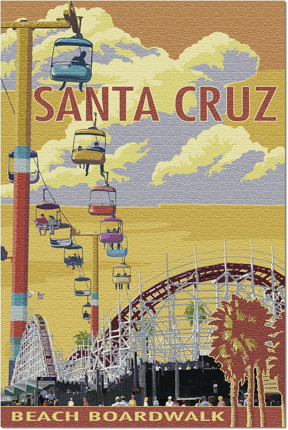 Santa Cruz, California, Beach Boardwalk (1000 Piece Puzzle, Challenging Jigsaw Puzzle for Adults, Made in USA)