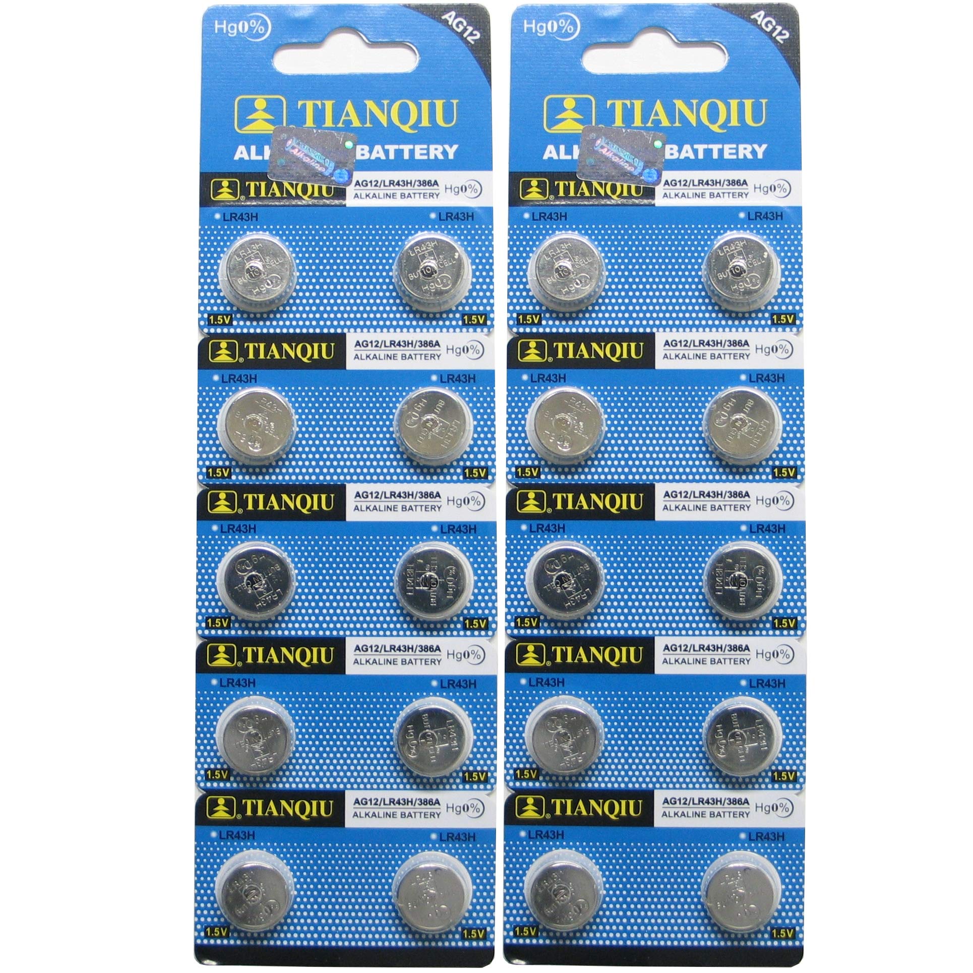 Focuseparts AG12 386A LR43 L1142 RW84 Button Cell Batteries [20-Pack]