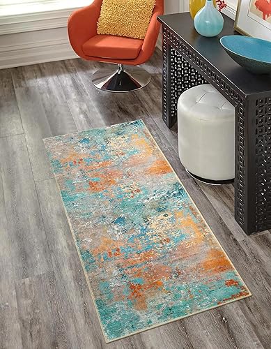 Miniatura 65 de Morebes Alfombra de cocina lavable abstracta de 2 x 3 pulgadas, colorida alfombra de baño pequeña, antideslizante, suave, alfombra