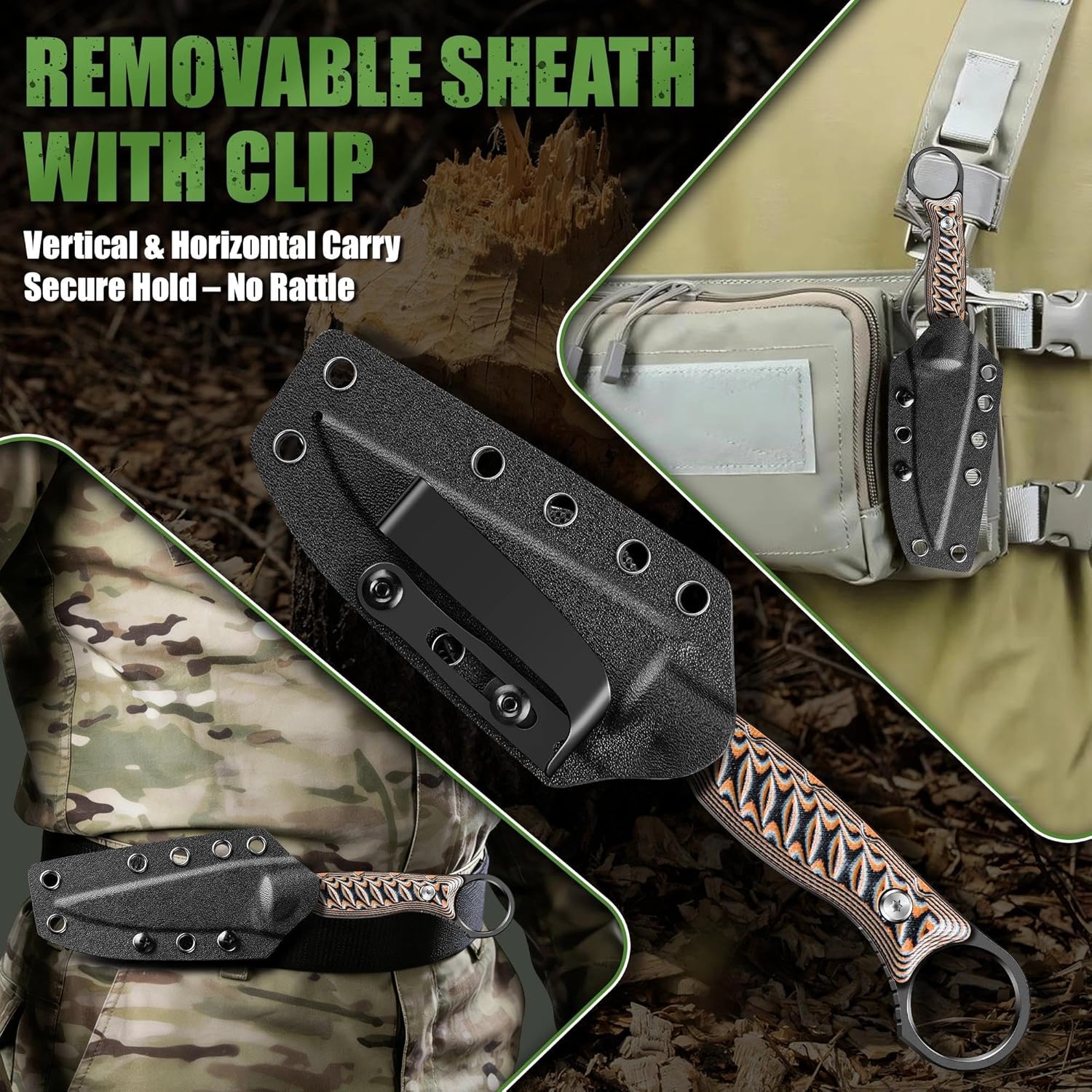 Dragon Creek Fixed Blade Knife - Outdoor Survival Knife with Sheath for Camping Hiking Gift Men Red - Image 6