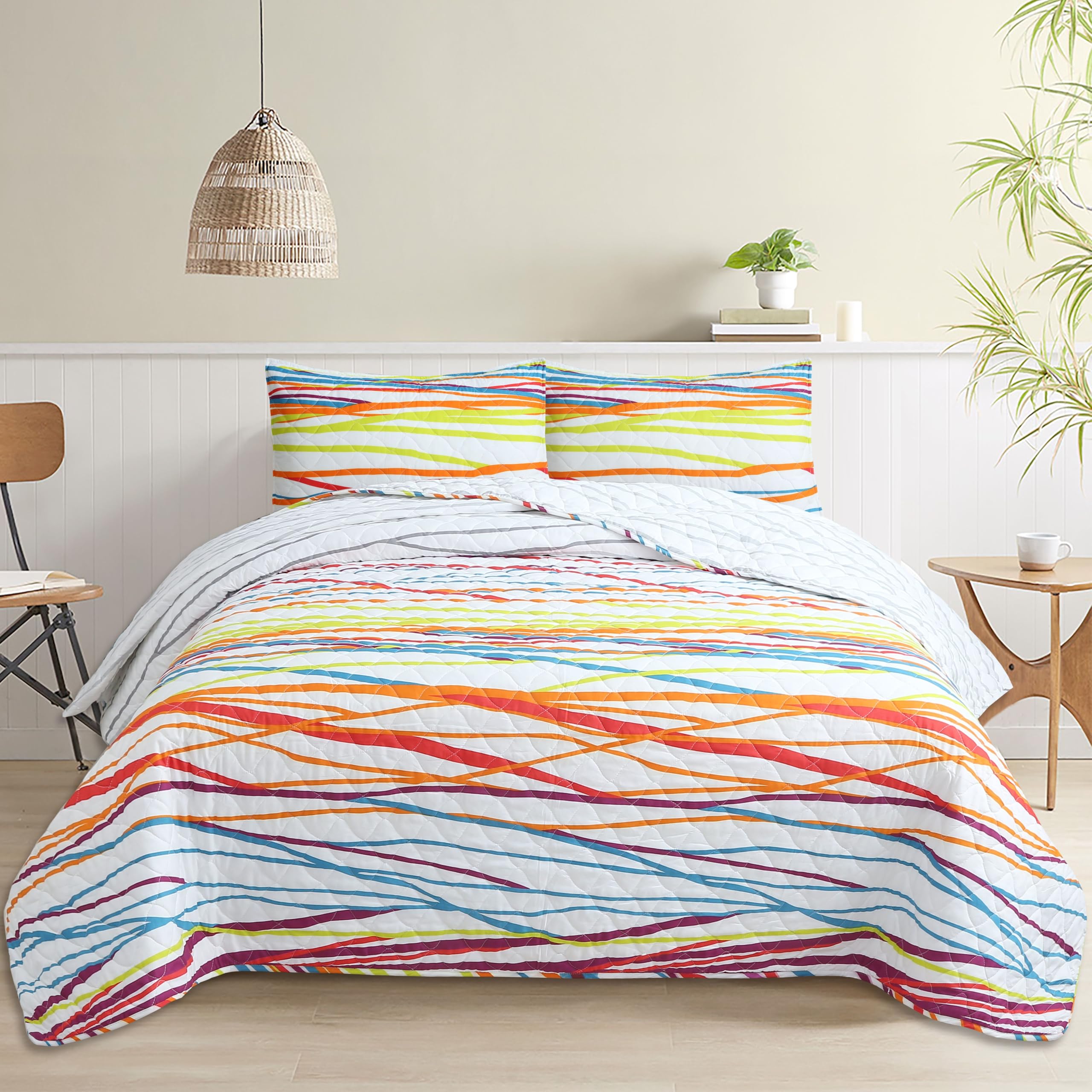 Colcha Boutí Cama 150 (250x270) Estampada – Cubrecama Ligero y Transpirable para Verano y Entretiempo – Algodón y Poliéster – Incluye 2 Fundas Almohada (50x70) – Acabado Punta Redonda (Cabo Verde)