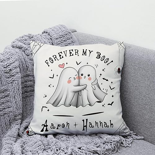 Vista 12 de Hyturtle Almohada personalizada para pareja (inserto incluido) Regalos para él – Decoración espeluznante de Halloween – Decoración de aniversario