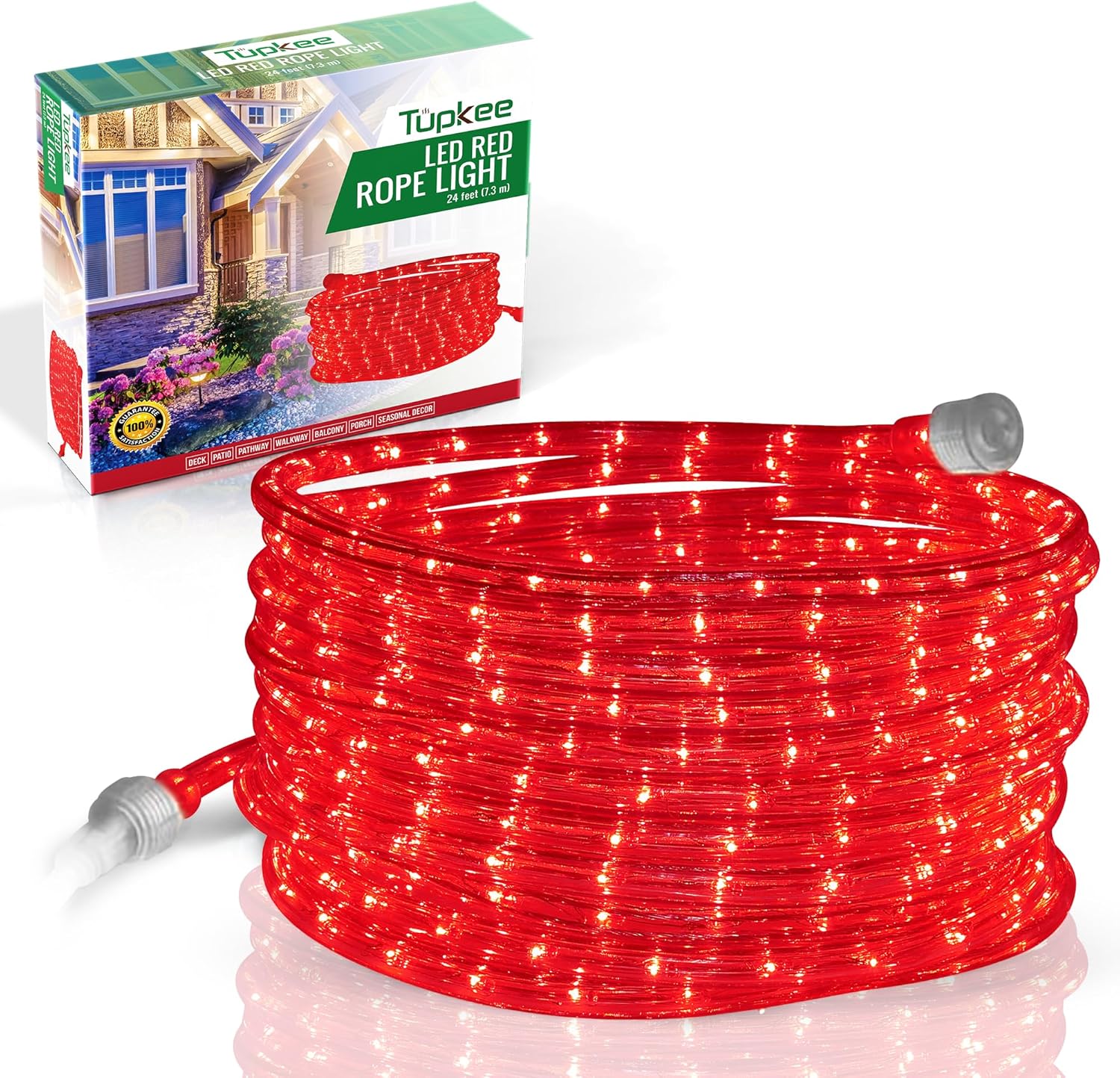 24-Foot Red LED PVC Rope Light for Indoor/Outdoor Use