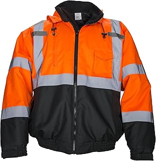 SAS Safety 692-1514 Hooded Bomber Jacket, Class 3 Orange with 2