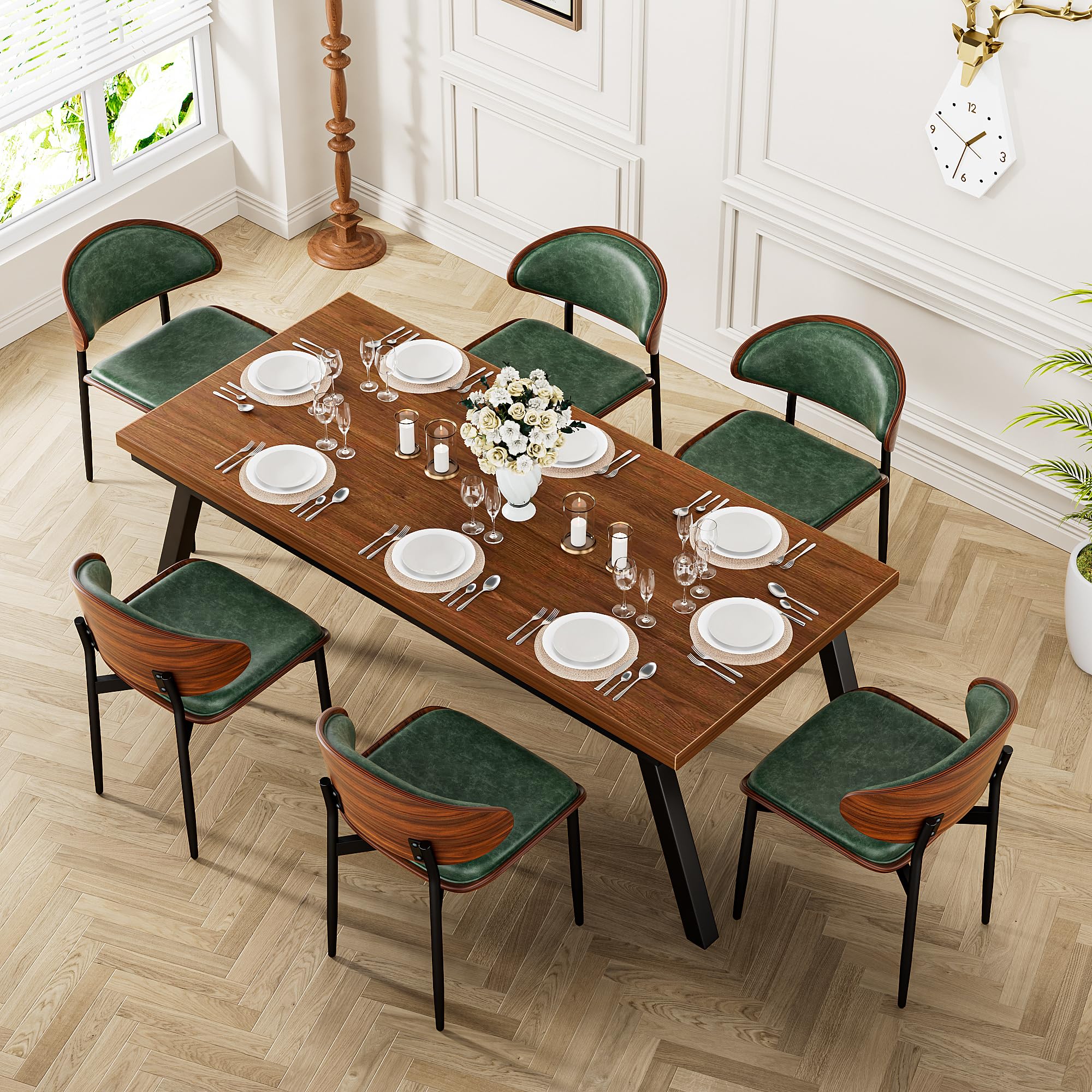 YaFiti Dining Chairs Set of 6, Mid Century Modern PU Leather Kitchen Chairs