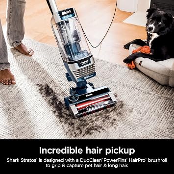 Shark Upright Vacuum, Stratos with DuoClean PowerFins, HairPro, Powered Lift-Away, Self-Cleaning Brushroll, Odor Neutralizer Technology, Navy, AZ3002