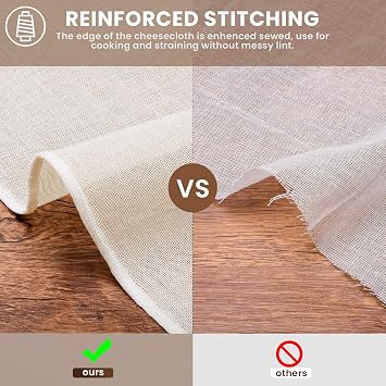 Precut Cheesecloth, 15 x 15'' 4 Pack, Grade 100, Ultra Fine Cheese Cloth for Straining & Cooking, 100% Unbleached Cotton Muslin Cloth for Making Cheese