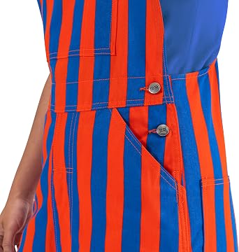 Game Bibs Royal Blue & Orange Adult Striped Game Day Overalls for Men and Women - Sporting Event and Tailgating Attire