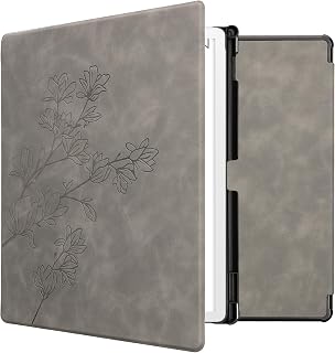 kwmobile Case Compatible with Amazon Kindle Scribe 11 Inch (2025) Case - E-Reader Cover - Magnolias Grey