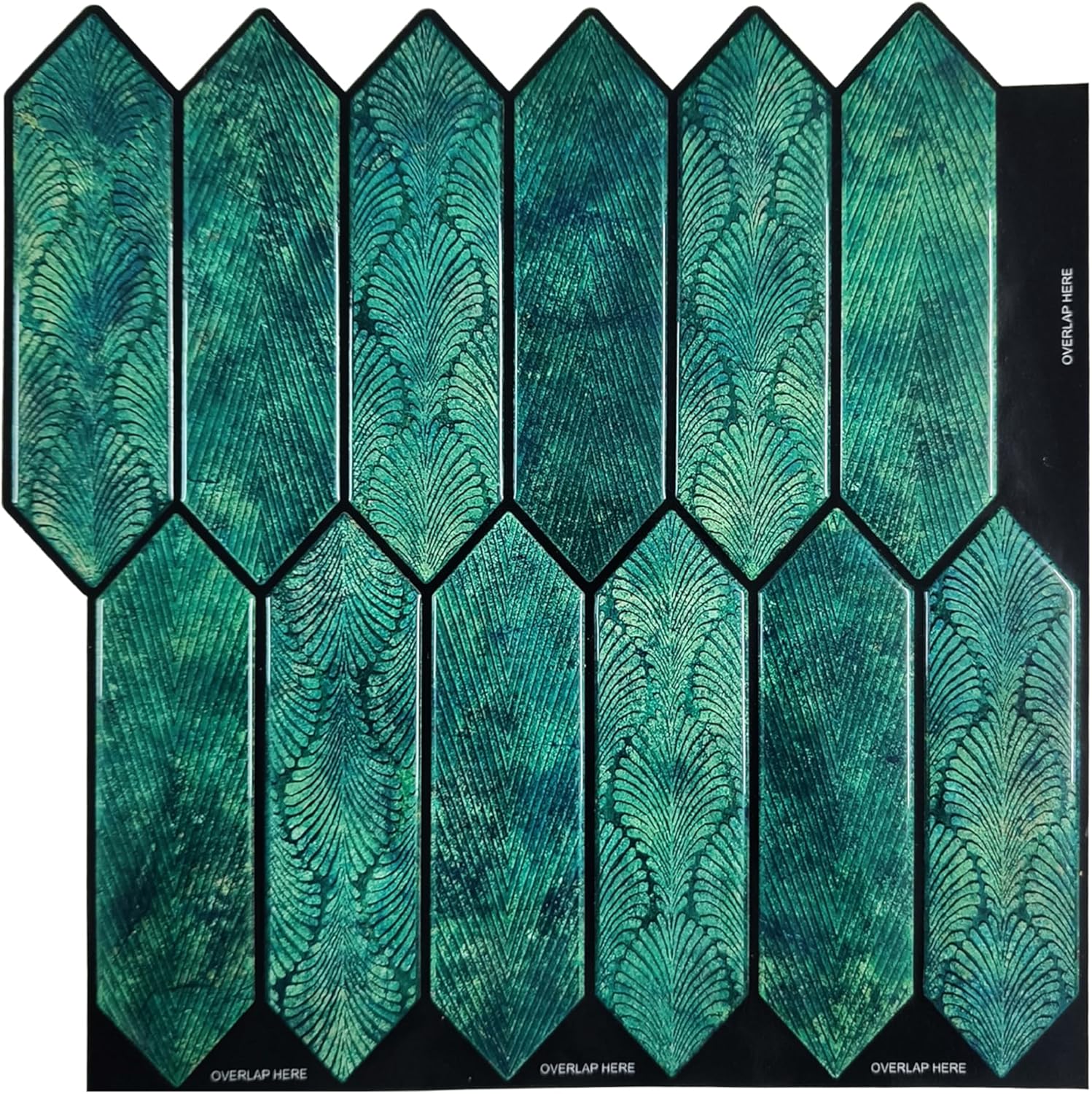 Mosaicowall 10-Sheet Peel and Stick Tile - 11.9"x11.8" Premium Kitchen Self Adhesive Backsplash Tile, Long Hexagon (Textured Green)