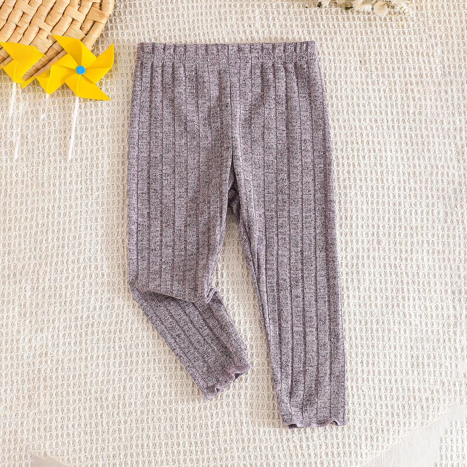 4 Pack Baby Girls Pants Solid Color Ribbed Knit Pants Toddler Infant Girls Bottoms Leggings Jogger 3 Months to 3T