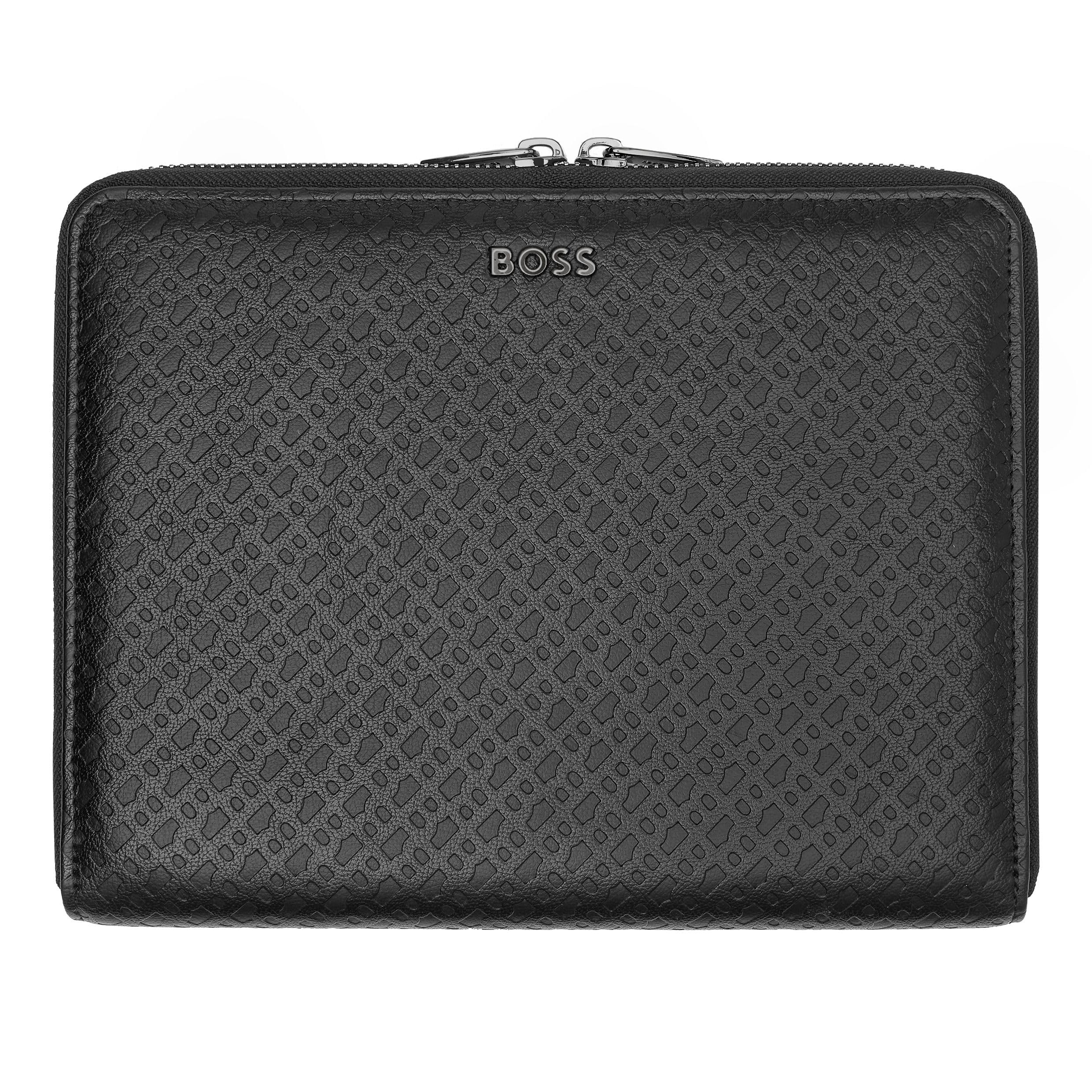 Hugo Boss Cartelletta A5 Pelle Monogram Zip Nero