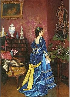 Bayby Lady in a Blue Dress Puzzle by Auguste Toulmouche - 1000 Piece Romantic Art Jigsaw Puzzle for Adults, Premium Fine Art Reproduction, Vintage French Painting, Challenging Collectors Gift