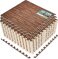 Vista 31 de Sorbus Losetas de suelo de madera veteada, esteras de espuma EVA entrelazadas, losetas de 3/8" de grosor para suelos de madera, esteras de ejercicio