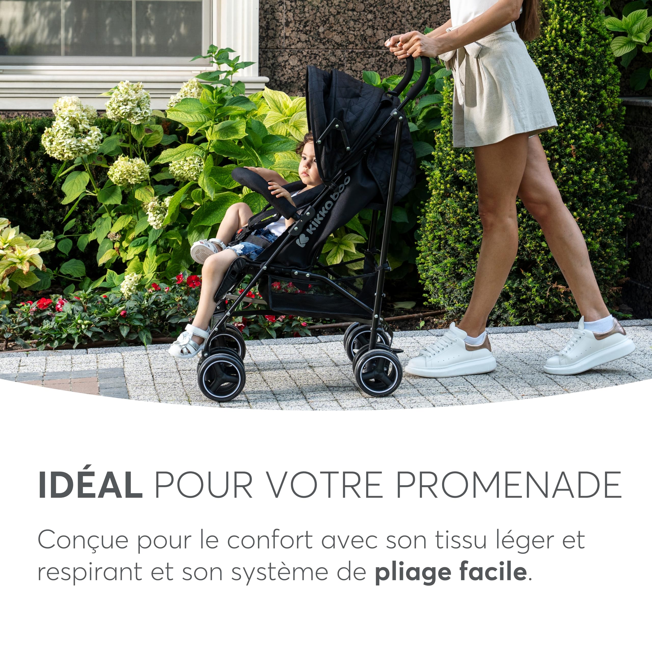 Poussette KikkaBoo BEETLE pliable compacte gris jusqu'à 22 kg