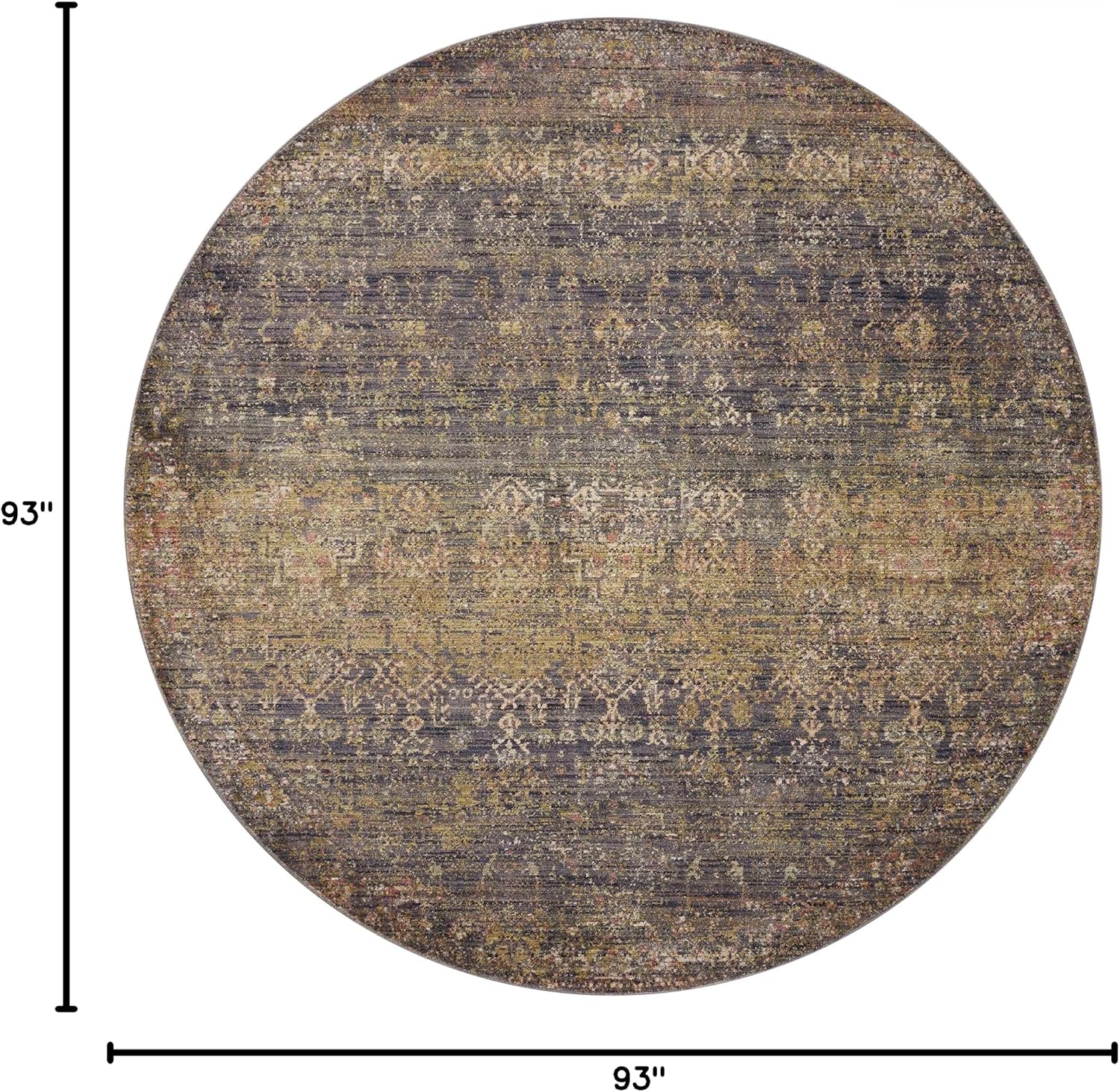 Loloi Jean Stoffer Bradbury Collection, Ink & Multi, 7'-9" x 7'-9" Round Area Rug – Modern & Traditional Area Rugs for Living Room Bedroom Entryway & Hallway No Shed High Traffic Area Decor Rug
