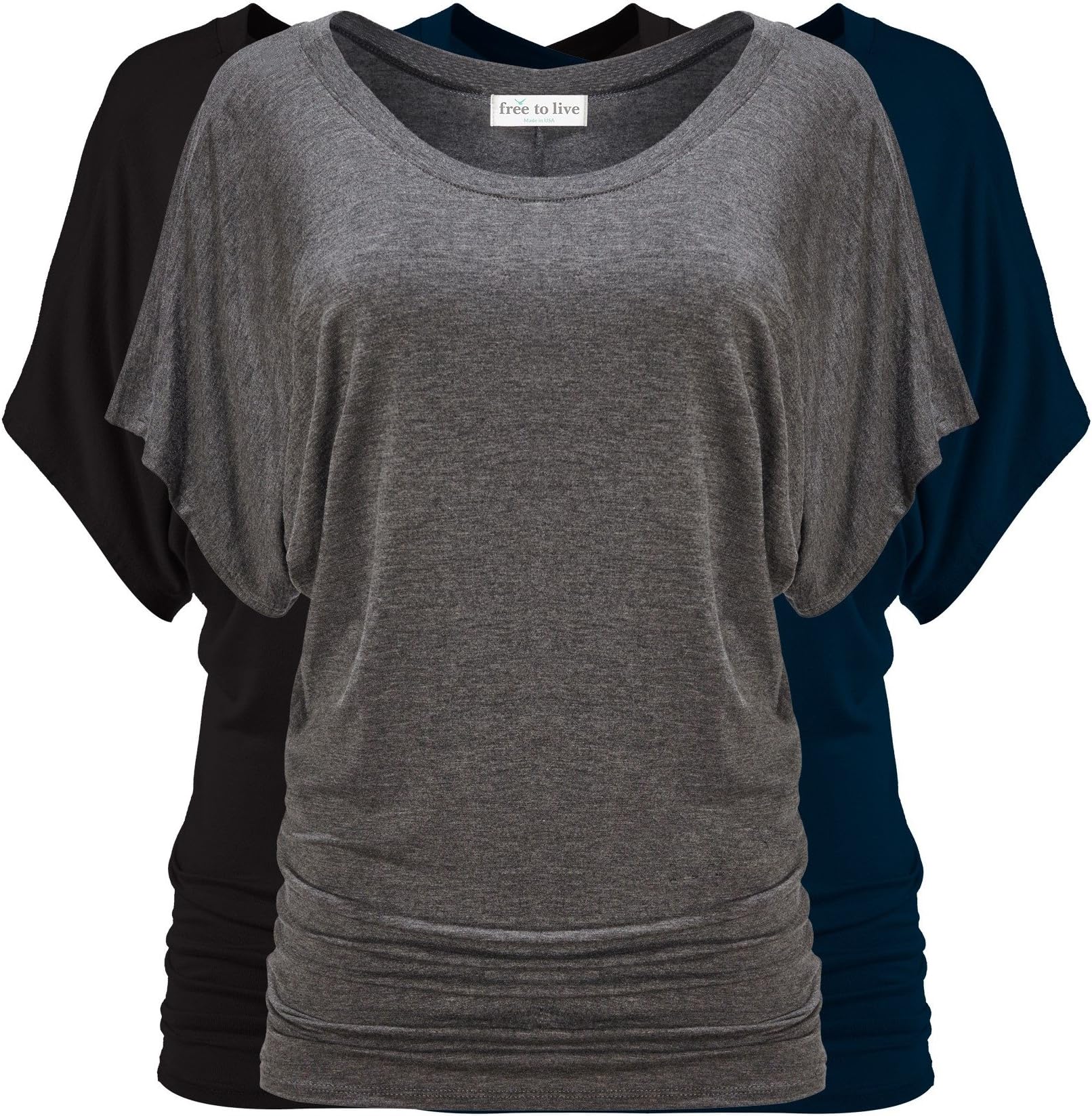 3 Pack Dolman Sleeve Tunic Dressy Business Casual Tops for Women Short Sleeve Shirts Work Outfits Travel Clothes