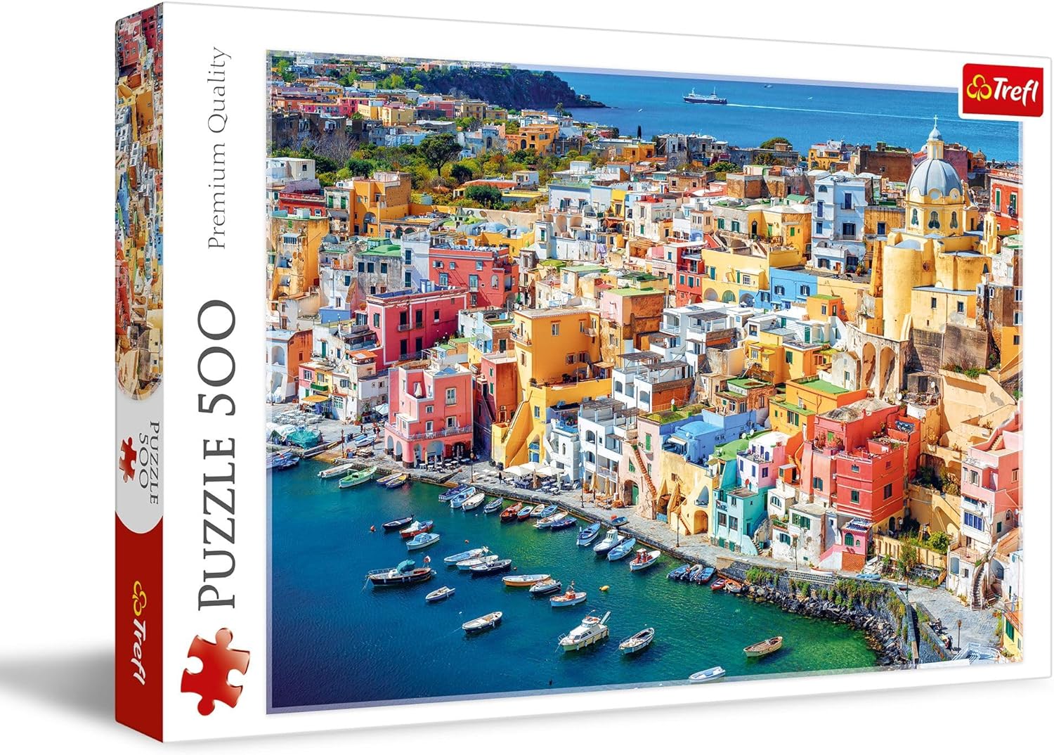 Trefl Procida, Campania, Italy 500 Piece Jigsaw Puzzle Red 19"x13" Print, DIY Puzzle, Creative Fun, Classic Jigsaw for Adults and Children from 10 Years Old