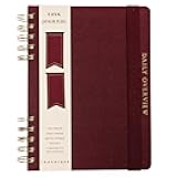 Daily Task Journal by Graphique Luxe Collection, Fabric-Wrapped Hardcover Spiral Notebook for Planning & Writing, Priority List Planner with Magnetic Bookmarks & Gold Foil Embossing,192 Pages, 6” x 8”, Plum Red