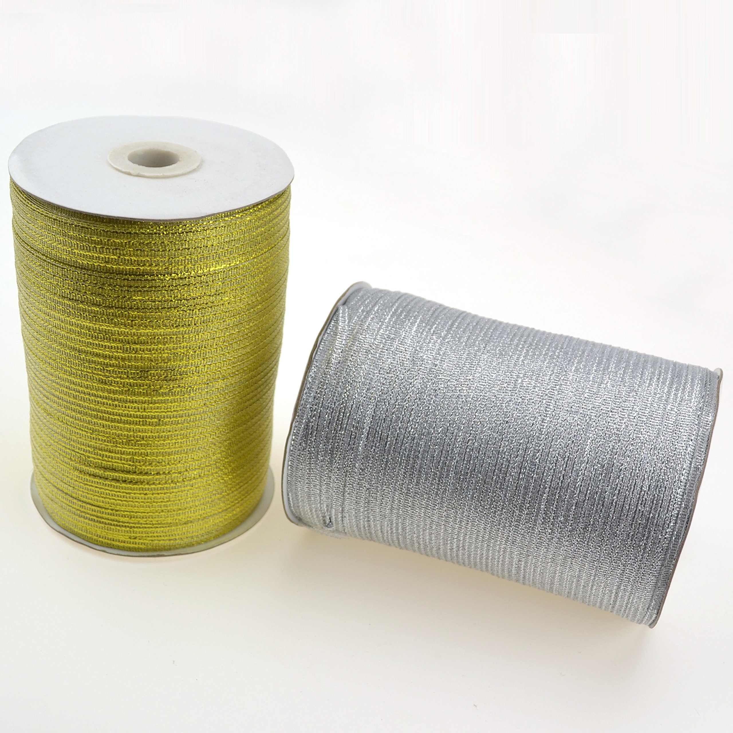 1/8-Inch Satin Ribbon by 870 Yard Giant Spool | Double Face Woven Polyester Ribbon Hanging Tag&Card for Art Projects | No Fading scrapbook Fabric Ribbon (1/8-Inch x 870 Yard x 1 Spool, Glitter Silver)