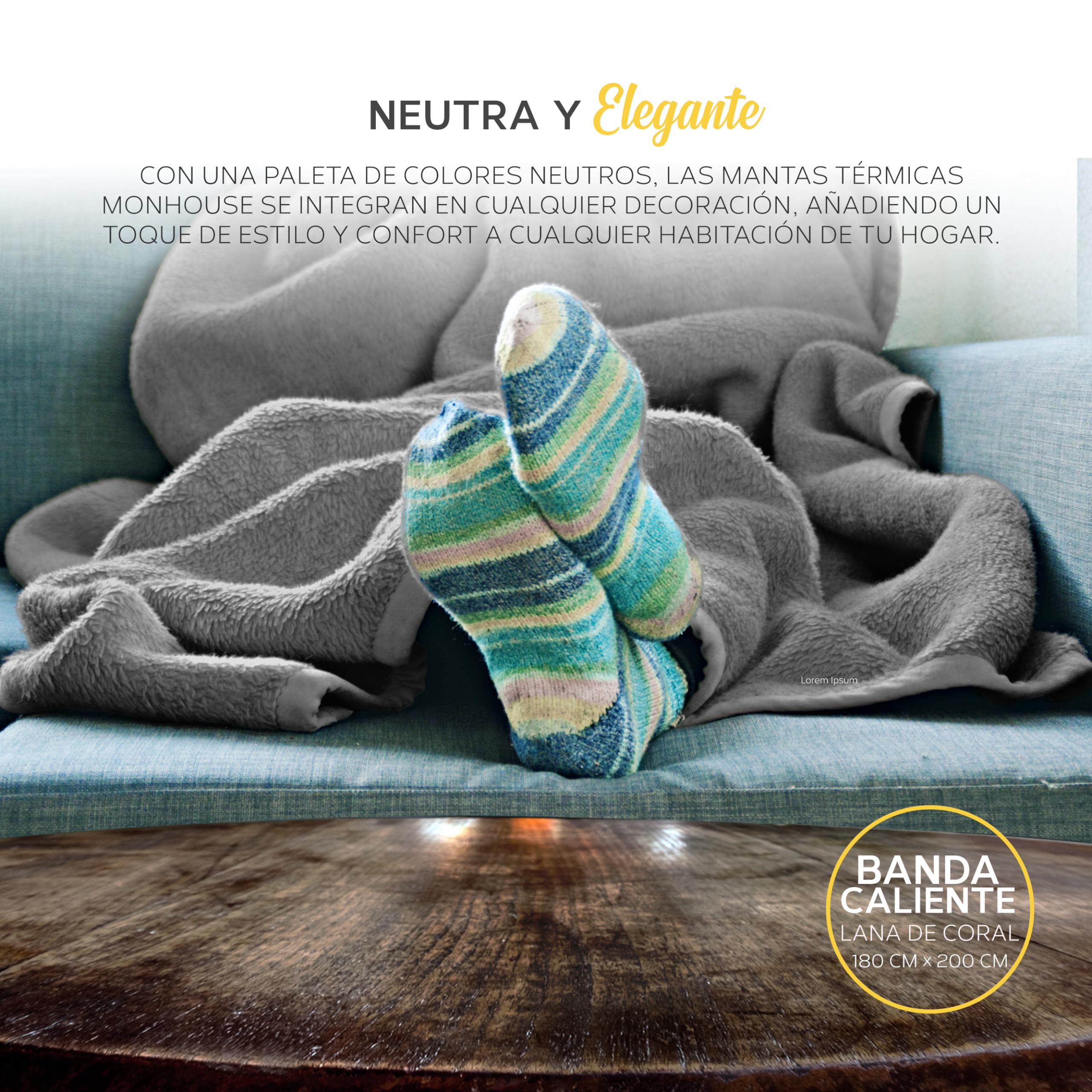 MONHOUSE - Manta Electrica - Controlador Digital - Temporizador de hasta 9 Horas, 9 Configuraciones de Calor, Apagado Automatico - Lavable a Maquina - Double 150x200cm - Gris Shearling