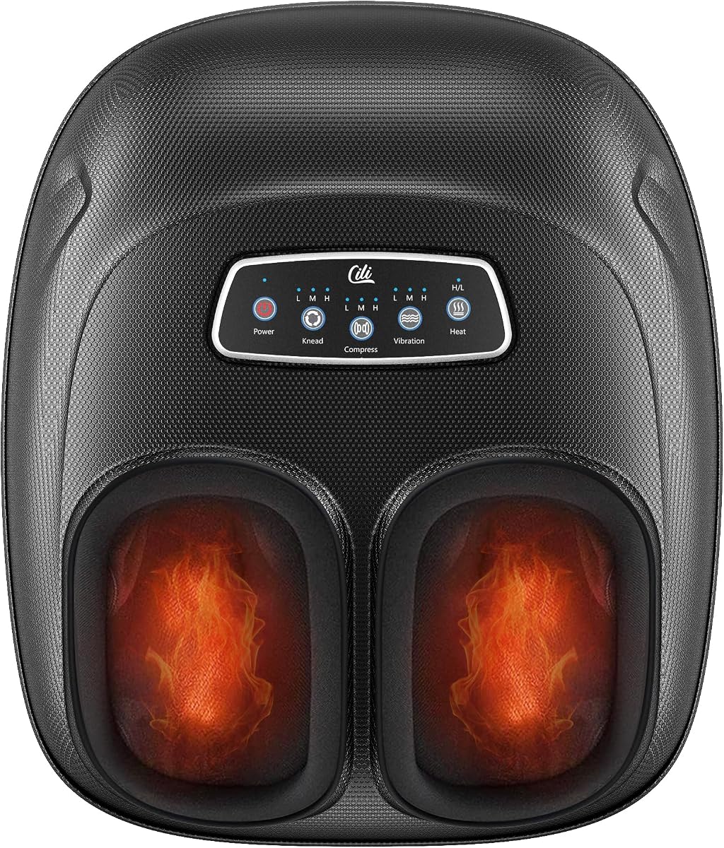 COMFIER Shiatsu Foot Massager with Heat & Compression, FSA Eligible | Kneading & Rolling, 3 Compression Levels, Heat Up to 140°F, Fits Men's Size 12, 15-Min Auto-Off, Gifts for Men & Women