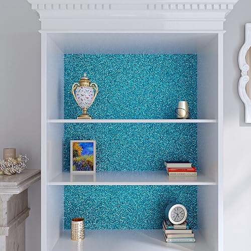 Miniatura 3 de VaryPaper Papel tapiz azul con purpurina gruesa de 15.7 x 78.7 pulgadas, para pegar y pelar, papel tapiz de lentejuelas brillantes, autoadhesivo,