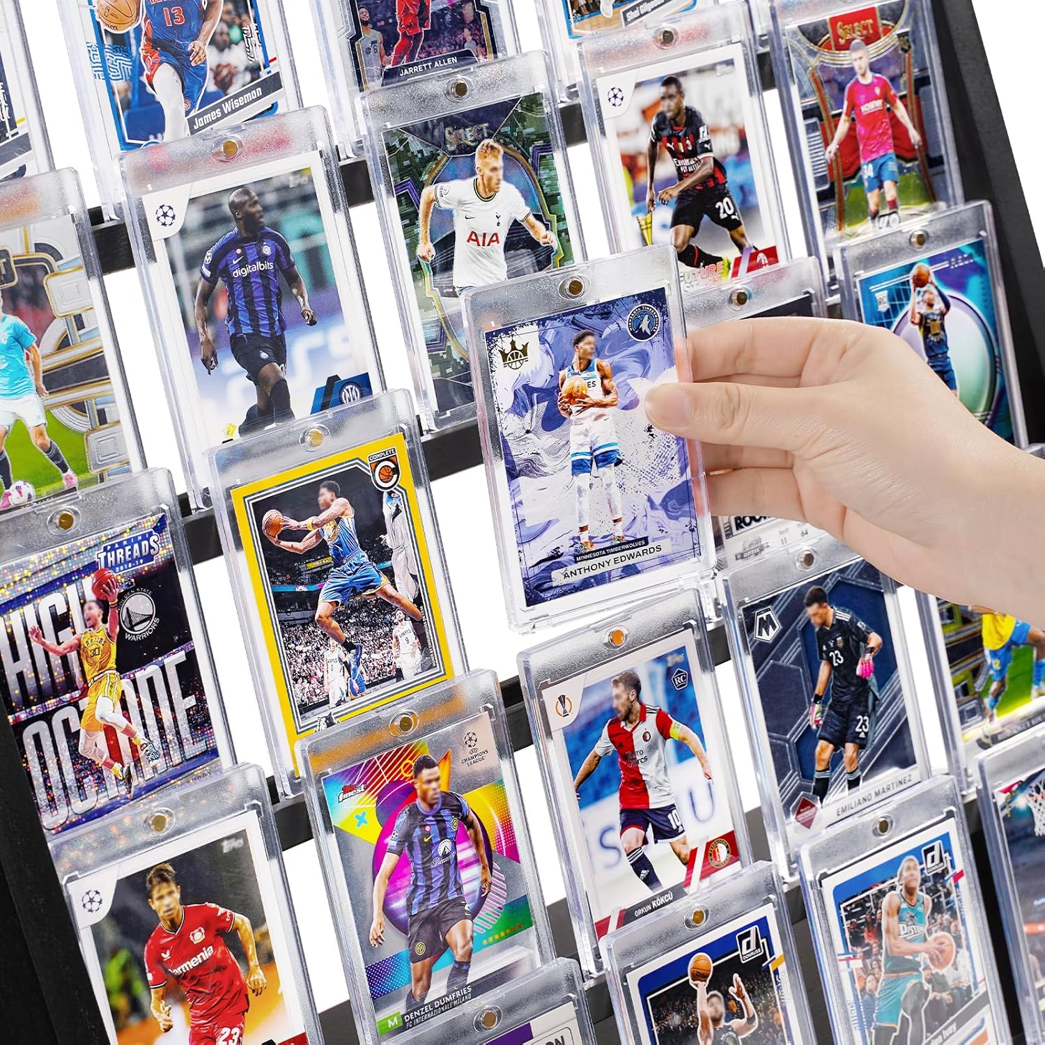 Emfogo Trading Card Display Stand, 5 Tier Sports Graded Card Display, Wooden Trading Card Display Stand for Soprts Card Collection & Show, Black - Image 3